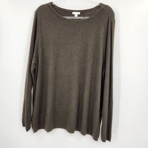 J. Jill Pullover Knit Side Zip Sweater Womens Size XL Olive Green Long Sleeve
